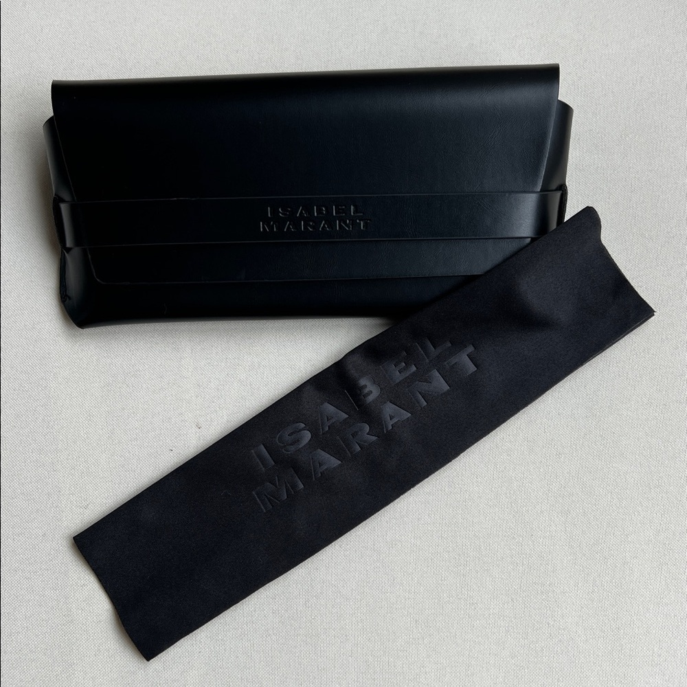 Isabel Marant Elegant Black Leather Sunglasses Case